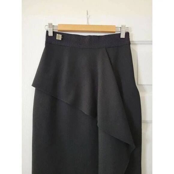 MILLY CADY CASCADE MIDI SKIRT BLACK SIZE 2 - Picture 3 of 5